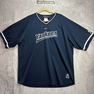 Vintage Nike New York Yankees Baseball Pullover Jersey Shirt XL Rare made Korea